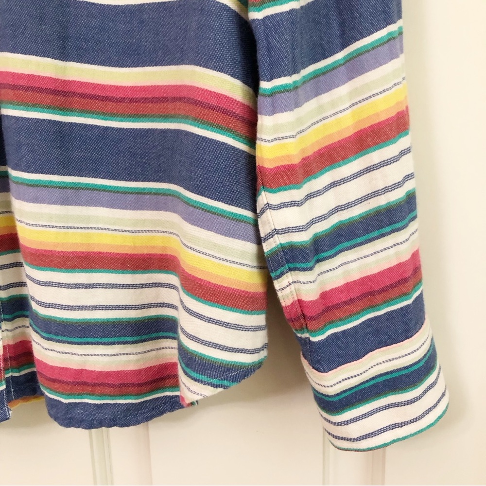 Vintage | Multi Color Stripe Long Sleeve Shirt Western Southwestern Medium - Picture 5 of 11